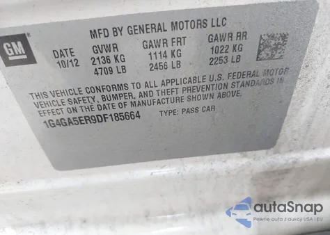 2013 Buick Lacrosse из США, поврежденный, VIN 1G4GA5ER9DF185664